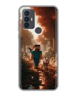 Чехол для TCL 30E с картинкой «Стив в лесу»