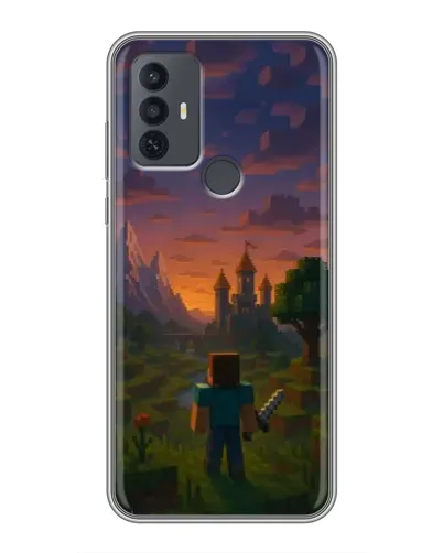 Чехол для TCL 30E с картинкой «Стив у башни» Чехол для TCL 30E с картинкой «Стив у башни»