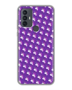 Чехол для TCL 30E с картинкой «Единороги на фиолетовом»