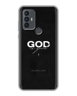 Чехол для TCL 30E с картинкой «GOD — Бог над всем»