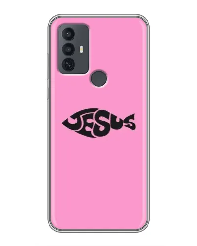 Чехол для TCL 30E с картинкой «Розовый символ  Jesus»