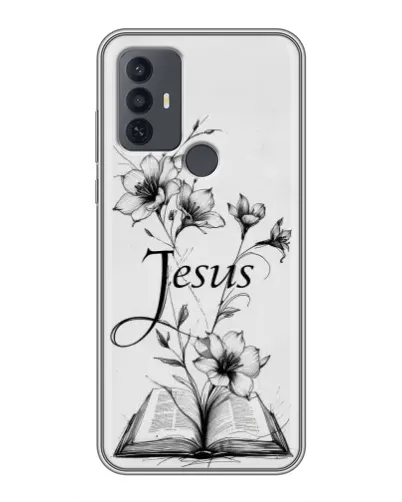Чехол для TCL 30E с картинкой «Цветы и Библия»