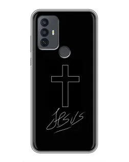 Чехол для TCL 30E с картинкой «Графический крест Jesus»