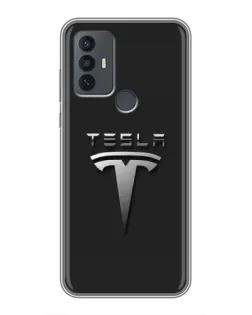 Чохол для TCL 30E з картинкою «Сталевий логотип Tesla»