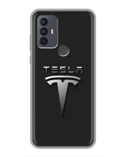 Чохол для TCL 30E з картинкою «Сталевий логотип Tesla»