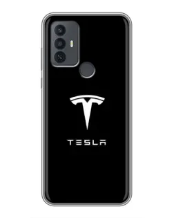 Чохол для TCL 30E з картинкою «Tesla White Logo»