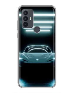 Чохол для TCL 30E з картинкою «Tesla в неоні»
