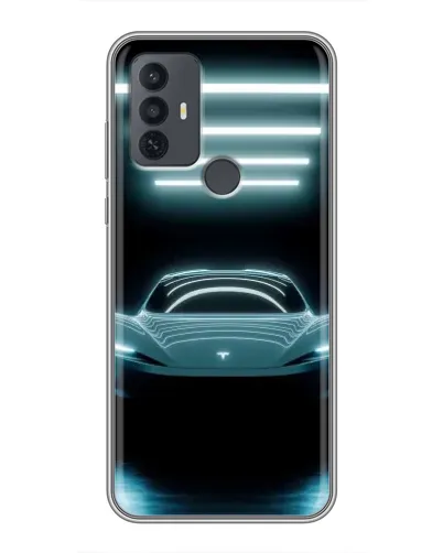 Чохол для TCL 30E з картинкою «Tesla в неоні»