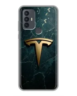 Чохол для TCL 30E з картинкою «Мармурова Tesla Gold»