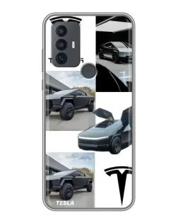Чохол для TCL 30E з картинкою «Колаж Cybertruck Tesla»