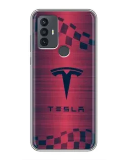 Чохол для TCL 30E з картинкою «Тесла червоний карбон»