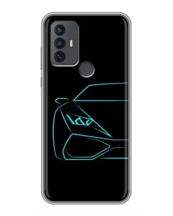 Чохол для TCL 30E з картинкою «Блакитний силует Lamborghini»