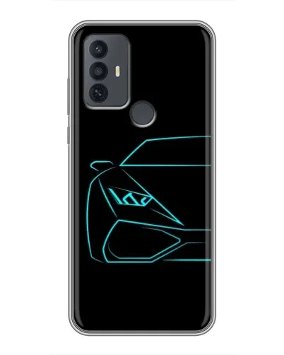 Чохол для TCL 30E з картинкою «Блакитний силует Lamborghini»