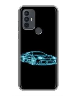 Чохол для TCL 30E з картинкою «Неоновий контур Lamborghini»
