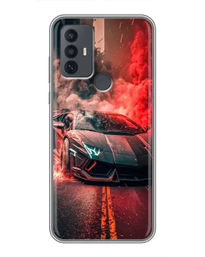 Чохол для TCL 30E з картинкою «Lamborghini червоний дим»