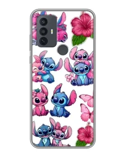 Чехол для TCL 30E с картинкой «Стикеры Stitch и Angel»