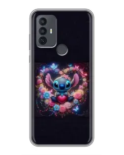 Чехол для TCL 30E с картинкой «Stitch в цветах»