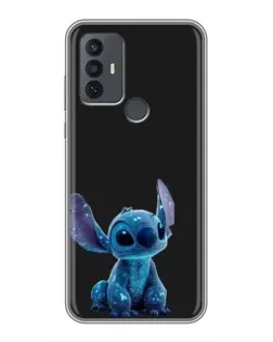 Чехол для TCL 30E с картинкой «Стич на черном»