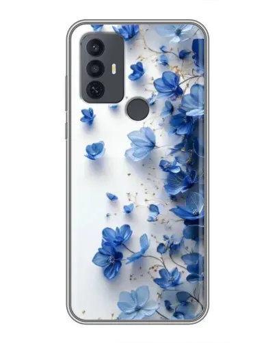 Чехол для TCL 30E с картинкой «Голубой цветочный каскад»