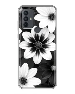 Чехол для TCL 30E с картинкой «Монохромные астры»