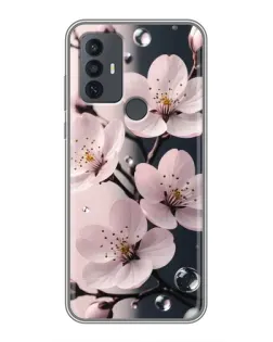 Чехол для TCL 30E с картинкой «Нежная сакура и капли»
