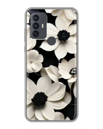 Чехол для TCL 30E с картинкой «Объемные белые цветы»