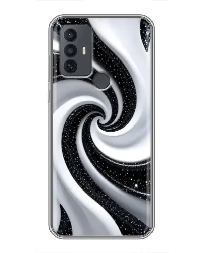 Чехол для TCL 30E с картинкой «Черно-белая спираль»