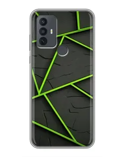 Чехол для TCL 30E с картинкой «Зеленые геометрические линии»