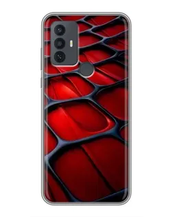 Чехол для TCL 30E с картинкой «Красная глянцевая сетка»