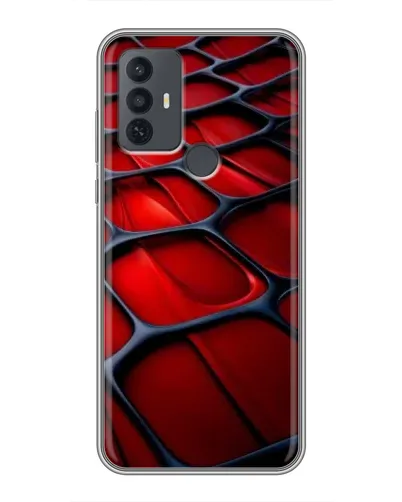Чехол для TCL 30E с картинкой «Красная глянцевая сетка»
