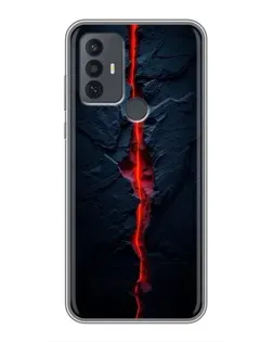 Чехол для TCL 30E с картинкой «Kрасная лавовая трещина»