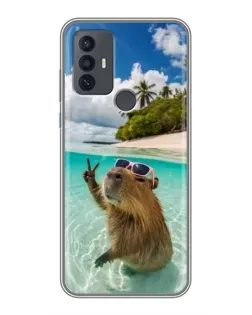 Чохол для TCL 30E з картинкою «Капібара на морі»