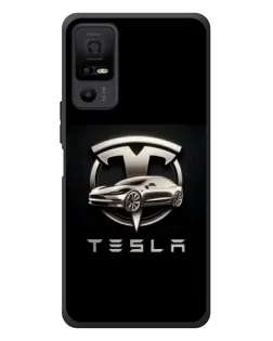 Чехол для TCL 40 NxtPaper 5G с картинкой «Tesla — серебристое авто»