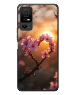 Чехол для TCL 40 NxtPaper 5G с картинкой «Розовый цвет сердце на фоне заката»