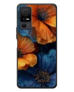 Чехол для TCL 40 NxtPaper 5G с картинкой «Яркая сине-оранжевая флора»