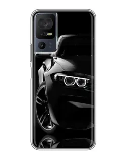 Чехол для TCL 40 SE с картинкой «Черная BMW — профиль»