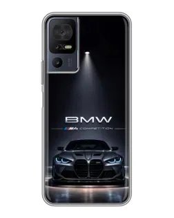 Чехол для TCL 40 SE с картинкой «BMW сквозь ночной город»