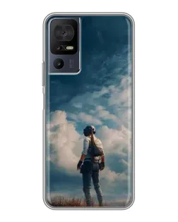 Чохол для TCL 40 SE з картинкою «Герой PUBG на скелі»