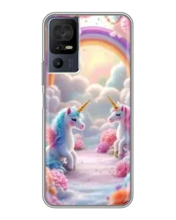 Чохол для TCL 40 SE з картинкою «Веселка і єдинороги»