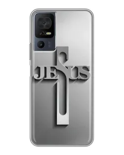 Чохол для TCL 40 SE з картинкою «Металевий хрест Jesus»