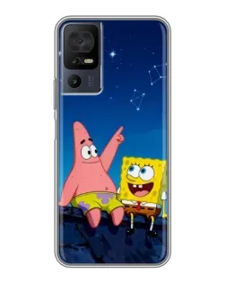Чохол для TCL 40 SE з картинкою «Губка Боб та Патрік вночі»