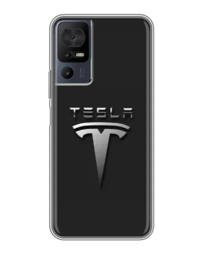 Чохол для TCL 40 SE з картинкою «Сталевий логотип Tesla»