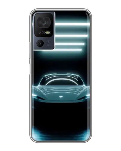 Чохол для TCL 40 SE з картинкою «Tesla в неоні»