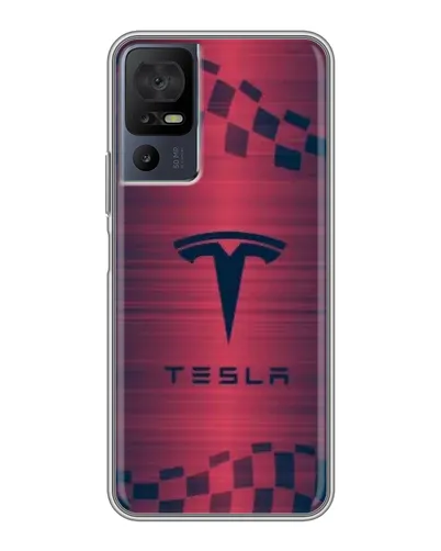 Чохол для TCL 40 SE з картинкою «Тесла червоний карбон»