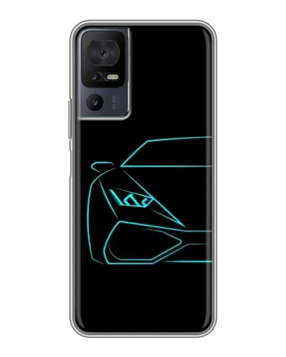 Чохол для TCL 40 SE з картинкою «Блакитний силует Lamborghini»