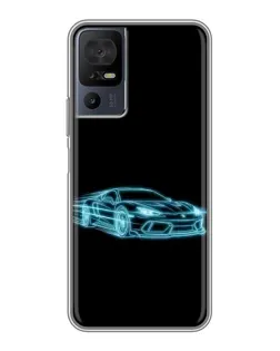 Чохол для TCL 40 SE з картинкою «Неоновий контур Lamborghini»