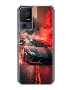Чохол для TCL 40 SE з картинкою «Lamborghini червоний дим»