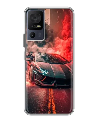 Чохол для TCL 40 SE з картинкою «Lamborghini червоний дим»