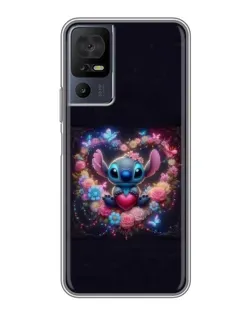 Чехол для TCL 40 SE с картинкой «Stitch в цветах»