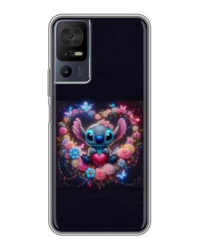 Чохол для TCL 40 SE з картинкою «Stitch у квітах»